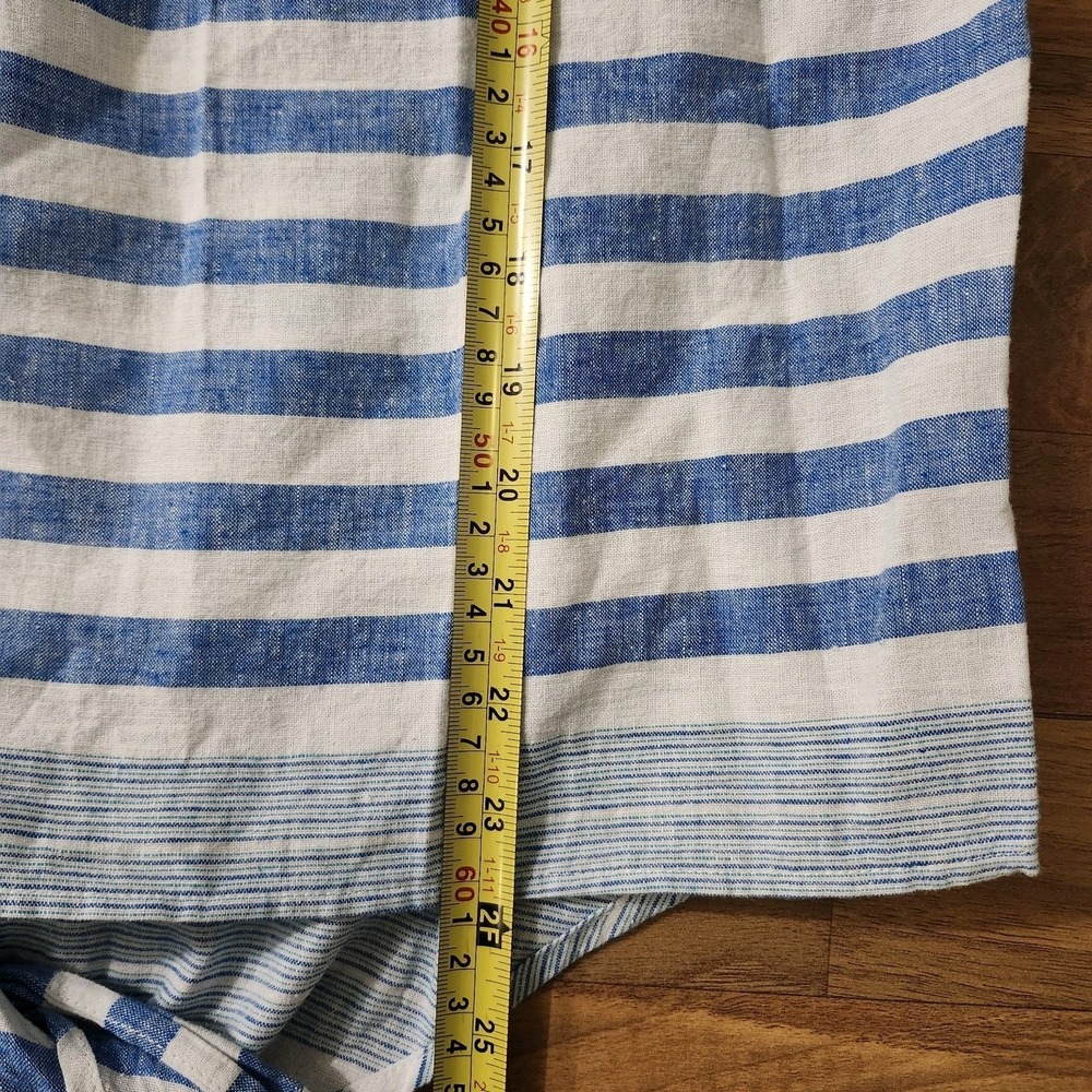 Vineyard Vines Womens Stripe Tie-Front Shirt Blue/White Size 12 Linen Button-Up - Picture 4 of 15